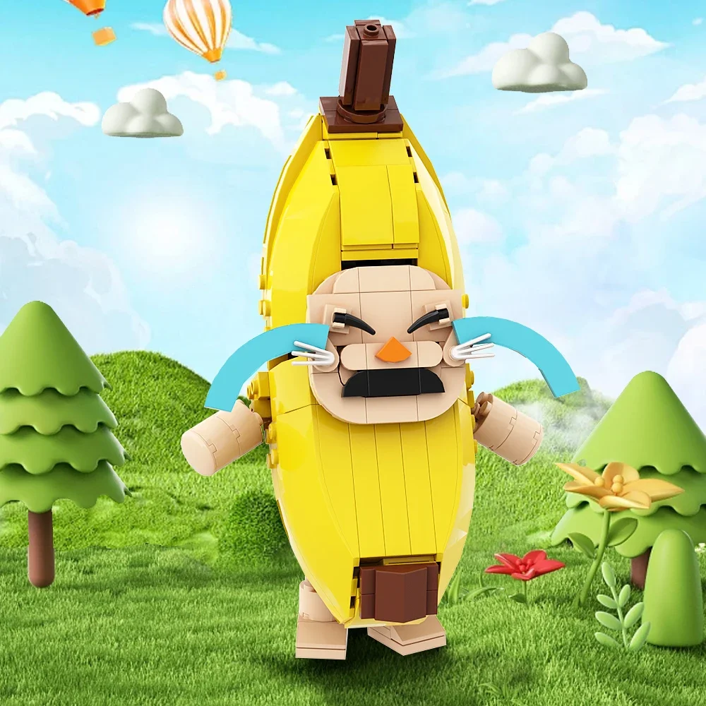 Gobricks MOC Creativity Design Banana Cat Robot Building Block set Rete Popolarità Modello Piangolo Danza Gatto Giocattoli in mattoni per bambini