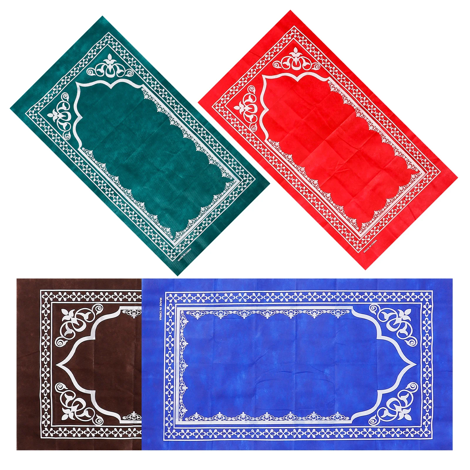 

4pcs Portable Prayer Mat Lightweight Islamic Rug For Travel Non-Skid Muslim Carpet Exquisite Eid Decorative Rug Home Textile