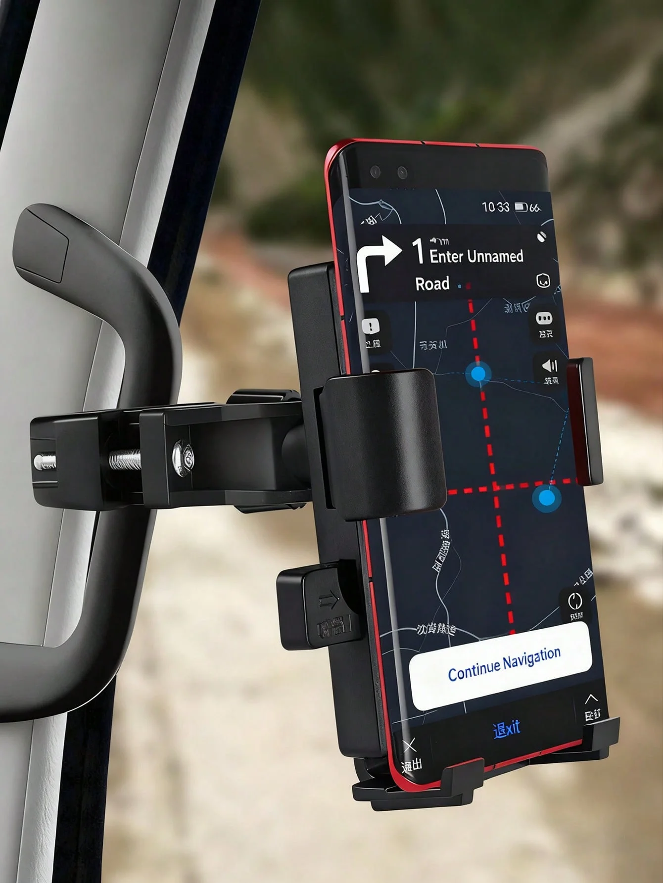 

Universal Handlebar Phone Holder, Car Navigation Shockproof Mount, 360° Rotatable, Fits ≤3cm Handlebars, Holds 4.0-7.2in Phones,