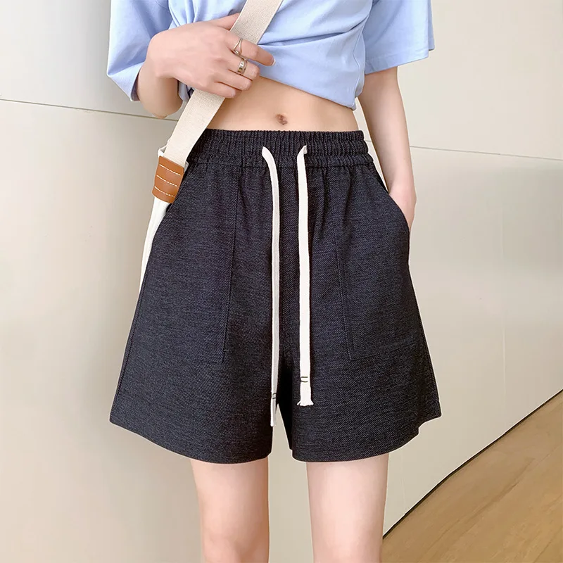 

Women Shorts Office Elegant Leisure Big Pocket Women's Straight Leg Shorts Soft Skin-friendly Pants Loose Wide Leg A-line Shorts