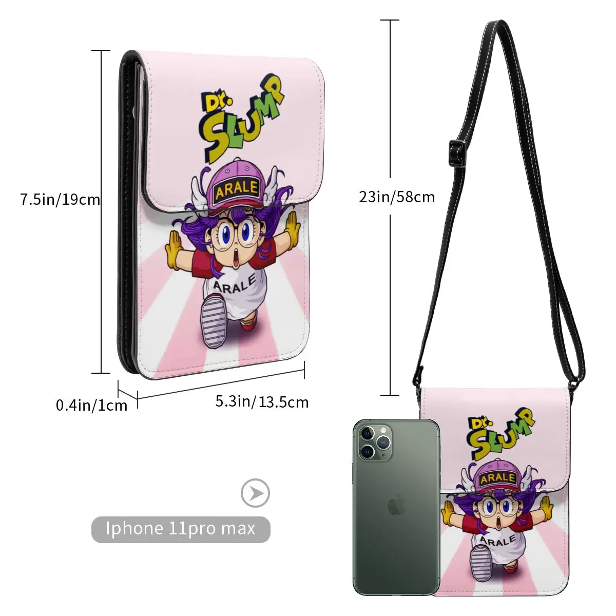 Arale Norimaki Dr Slump الجلود الهاتف الخليوي حقيبة اكسسوارات موضة للجنسين الدكتور Slump Crossbody حقيبة حامل بطاقة المحفظة خفيفة الوزن