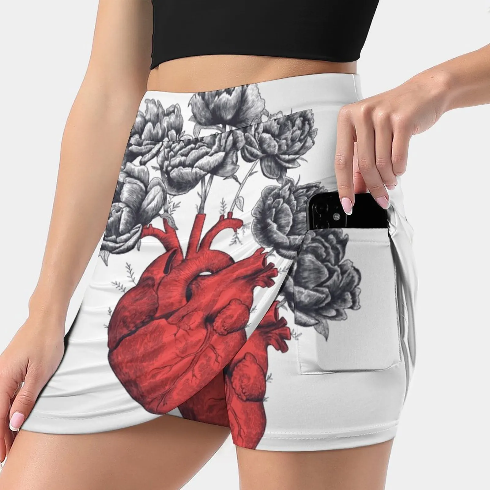 Heart With Peonies Women's skirt Aesthetic skirts New Fashion Short Skirts Heart Peonies Flowers Flower Nature Beauty France