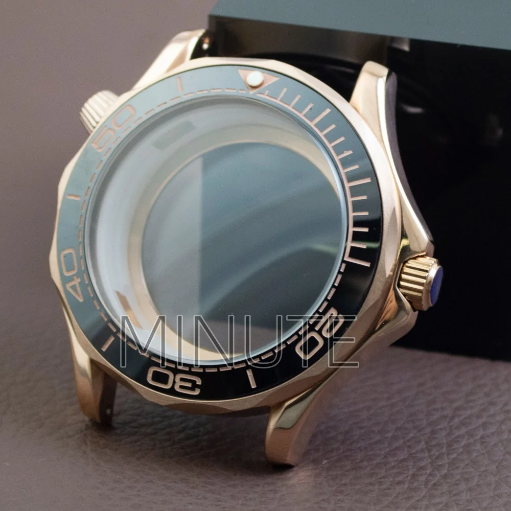 

41mm NH35 Watch Case Dial Rose Gold Solid 316L Stainless Steel Mesh Bracelet For Seamaster NH35 NH36 Movement Waterproof Case