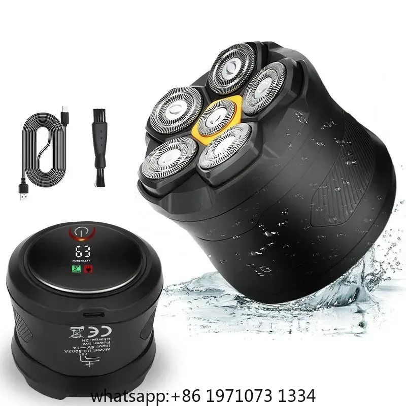 Titanium Electric Head Shaver for Bald Men 6D Magnetic Razor Hair Trimmer Rechargeable LED Waterproof Face Hair Cutting