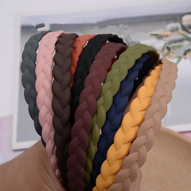 

2023 New Fashion Frosted Solid Color Braid Headband Hairband Hair Accessories Headwear