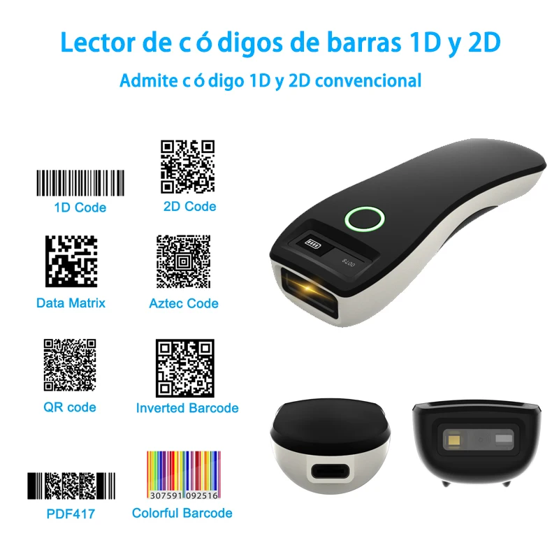 Portable 1D 2D Bluetooth Barcode Scanner QR Code Screen Image Reader PDF417 Data Matrix USB Wired Scanning