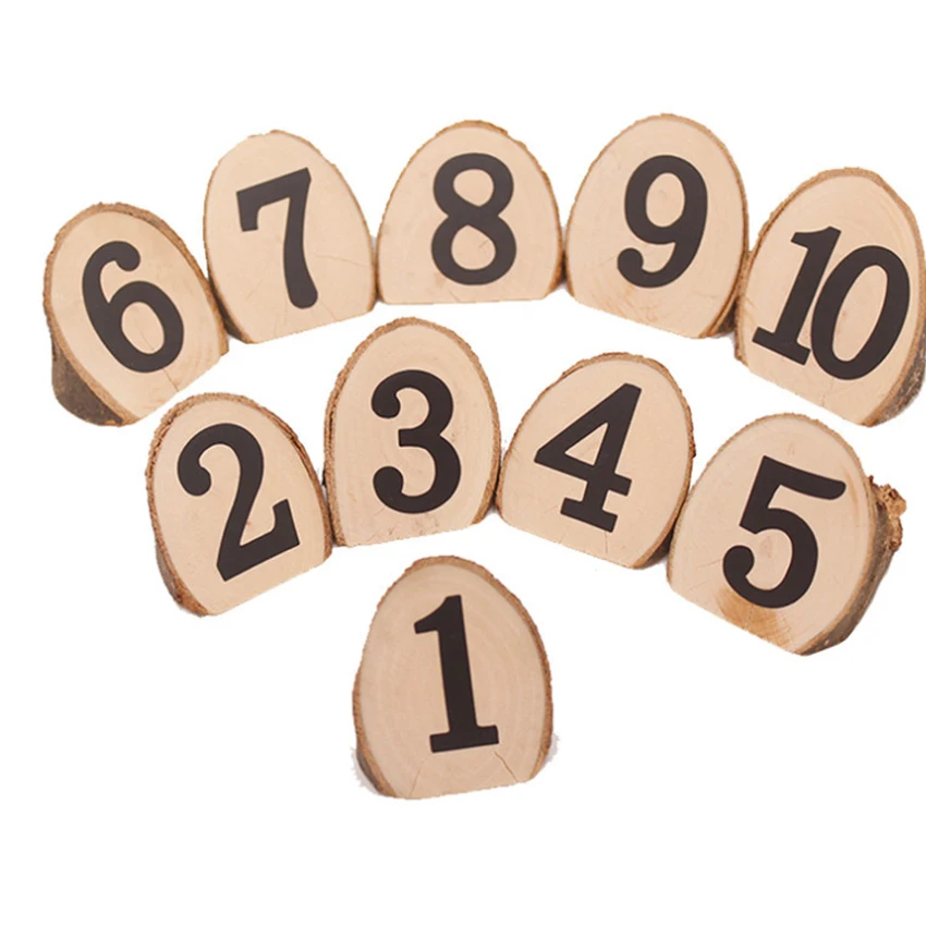 10pcs/lot Digital Number 1-10 bevel Wooden Clips Home Painting DIY Craft Wood Natural Wedding Decoration Cute Stationery