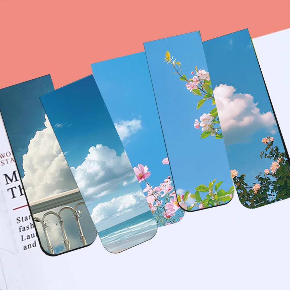 5PCS Magnetic Bookmarks the Sky Design Reading Page Markers Student Creative Gift Book Decoration Page Signings