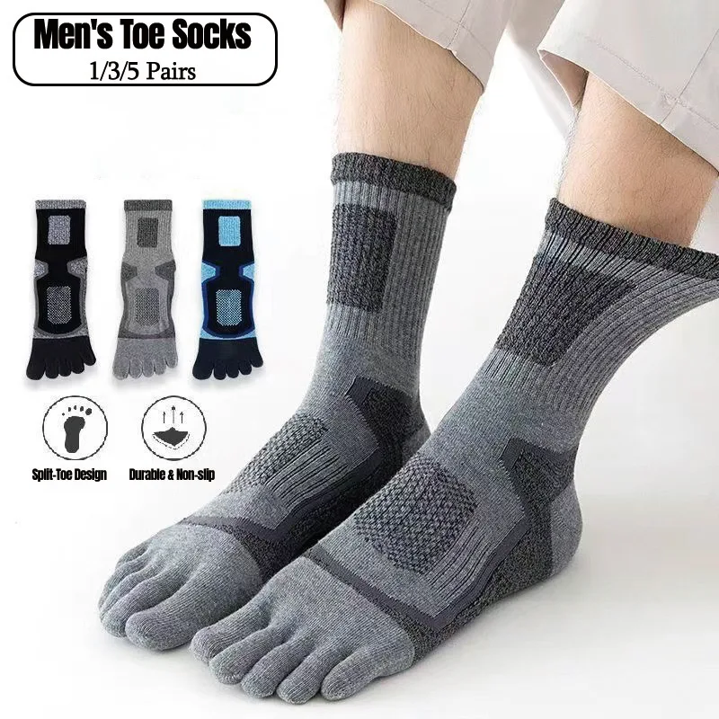 1/3/5 paires de chaussettes courtes de sport pour homme, épaisses, à compression, en maille, durables, pour le fitness, le vélo, la course, le basketball, les voyages, chaussettes à 5 doigts