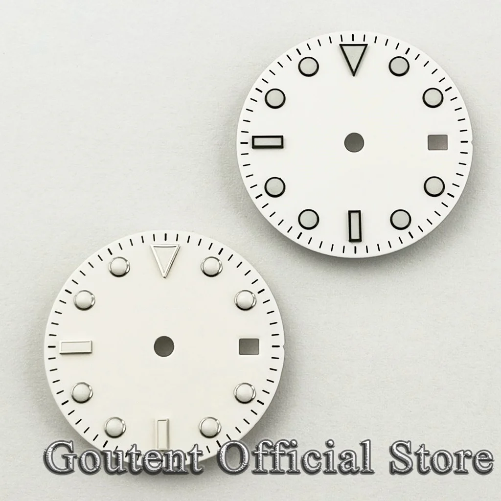 Goutent 28.5mm Sterile Dial White Dial Fit NH35 ETA 2836 2824 DG2813 3804 Miyota 8205 8215 821A 82 series Movement