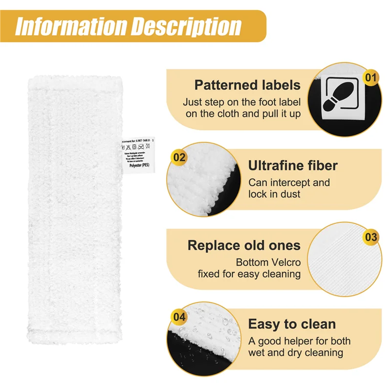 ABKR-6 Pcs Microfiber Mop Cloth Pad For Karcher Easyfix SC 2, SC 3, SC 4, SC 5 Steam Cleaner Durable Replacement Accessories