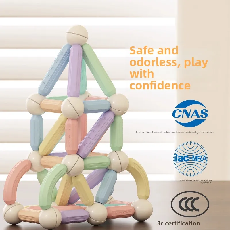 Regenboog magnetische stokken kinderconstructie puzzelset sterke magnetische verbinding creatieve montage educatief speelgoed kinderen