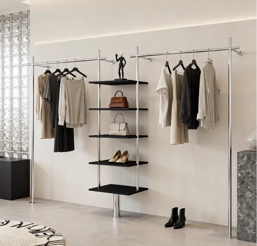 

Вертикальная напольная вешалка для женской одежды в индустриальном стиле из кованого железа для магазинов женской одежды