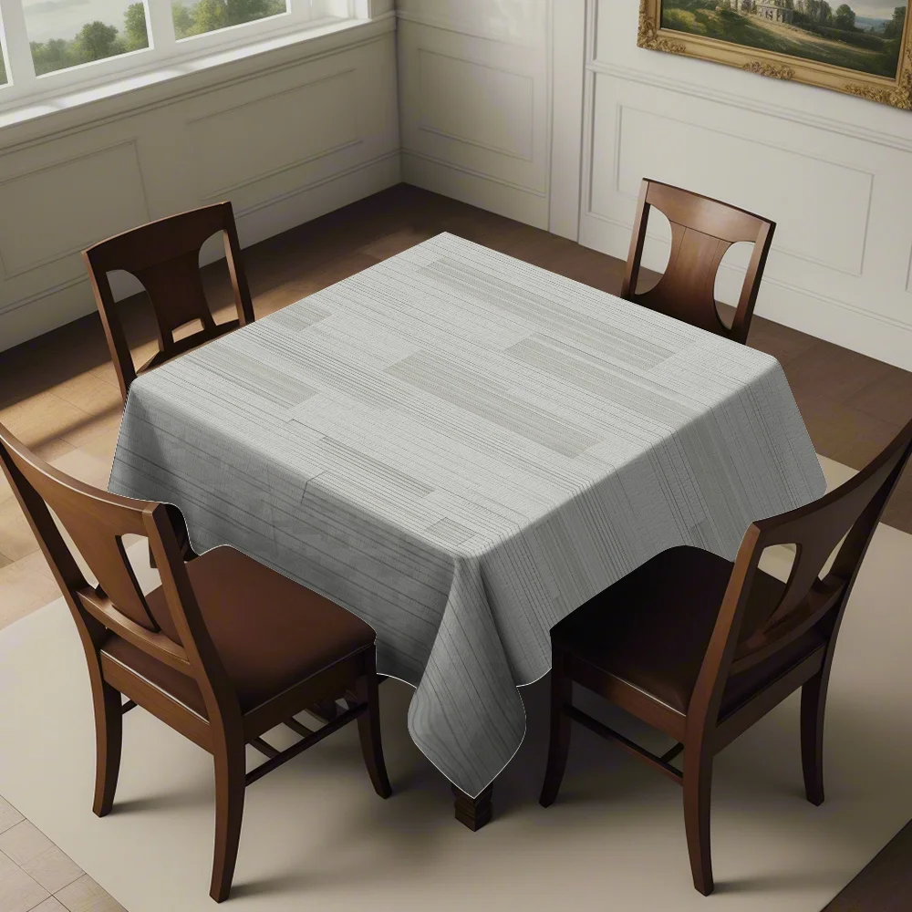 Square polyester tablecloth, 2D Flat, minimalist style, geometric patchwork, textured pattern