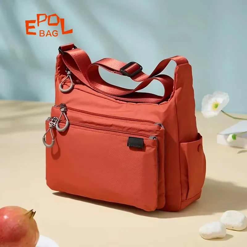 

Женская сумка EPOL, модная парусиновая сумка на молнии 2025 года, большая вместительная сумка через плечо, водонепроницаемая женская дорожная нейлоновая сумка на плечо 2802-06