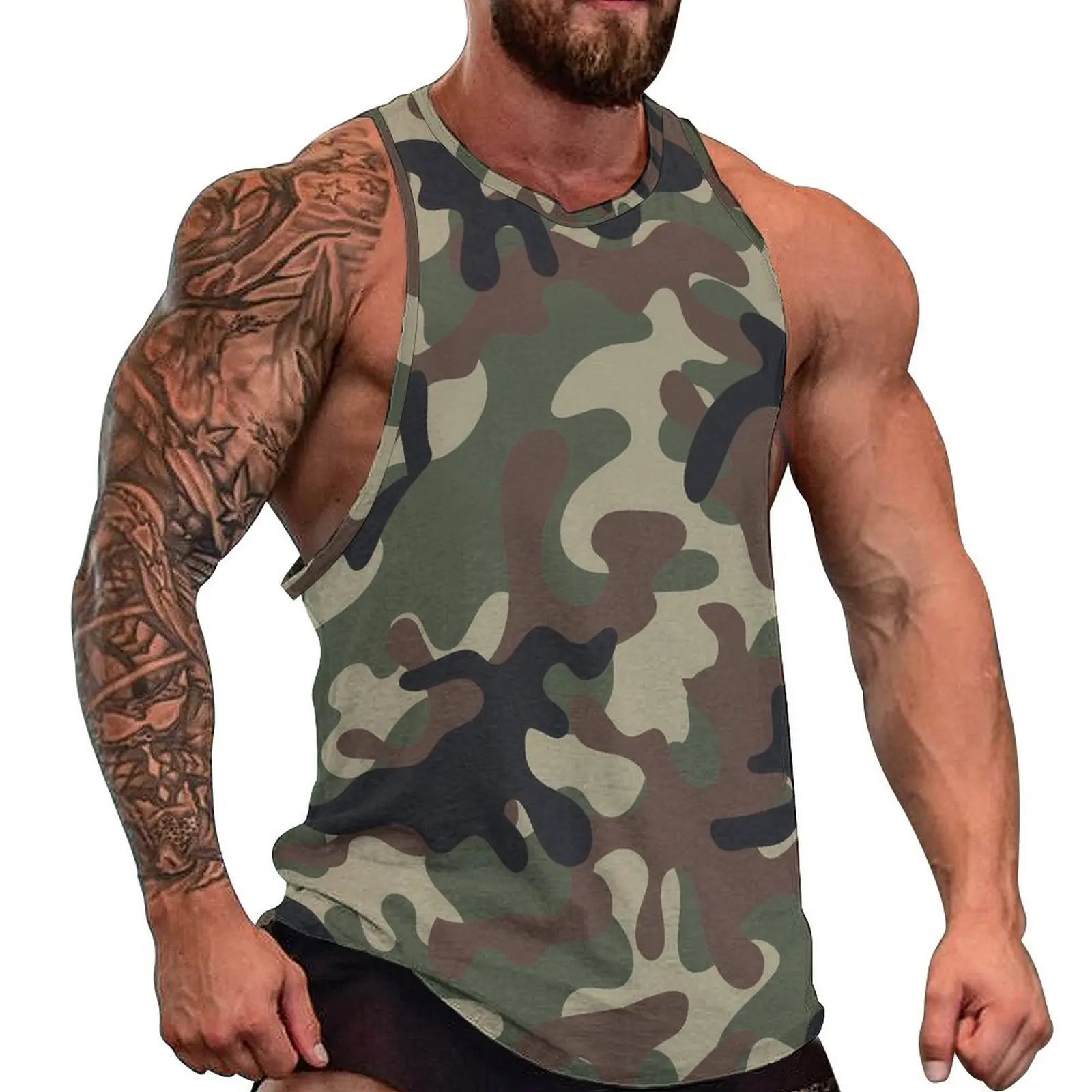 

Camo Summer Tank Top Texture Military Camouflage Bodybuilding Tops Male Graphic Sportswear Sleeveless Shirts Plus Size