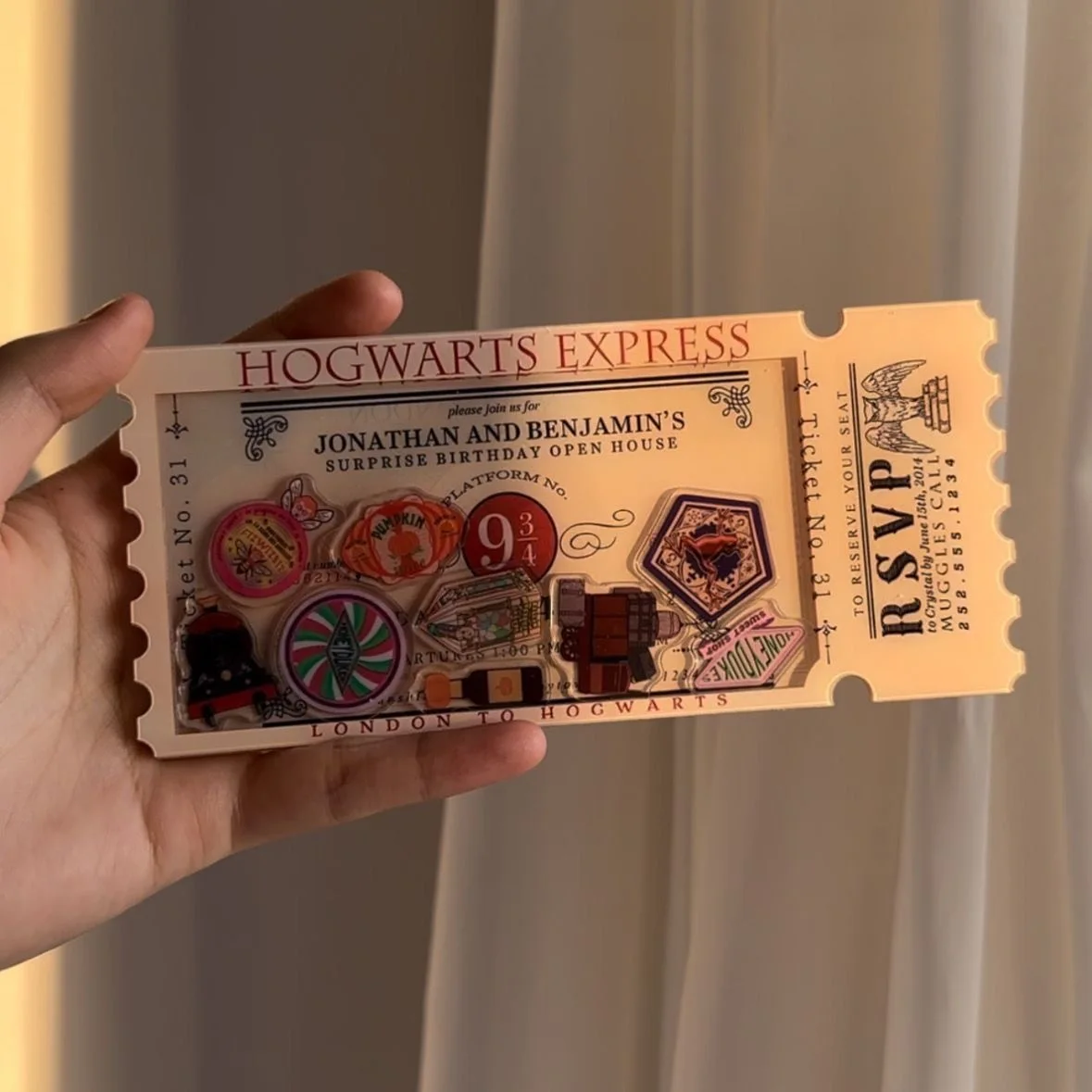 Recuerdo de un billete del Expreso Navideño de Hogwarts de Harry Potter, música rock, nuevo y adorable regalo navideño de dibujos animados