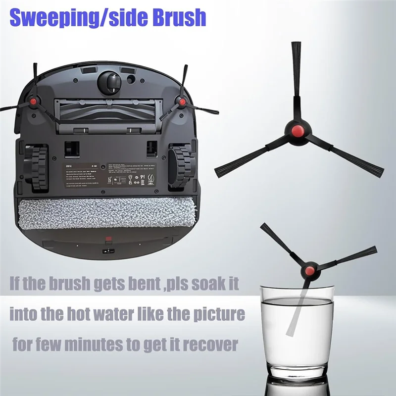 

A74E-S1 Pro Replacement Parts Accessories Vacuum Main Brush X1,Side Brush X6, Washable Filter X4 Dust Bag X4, Rolling Mop X3
