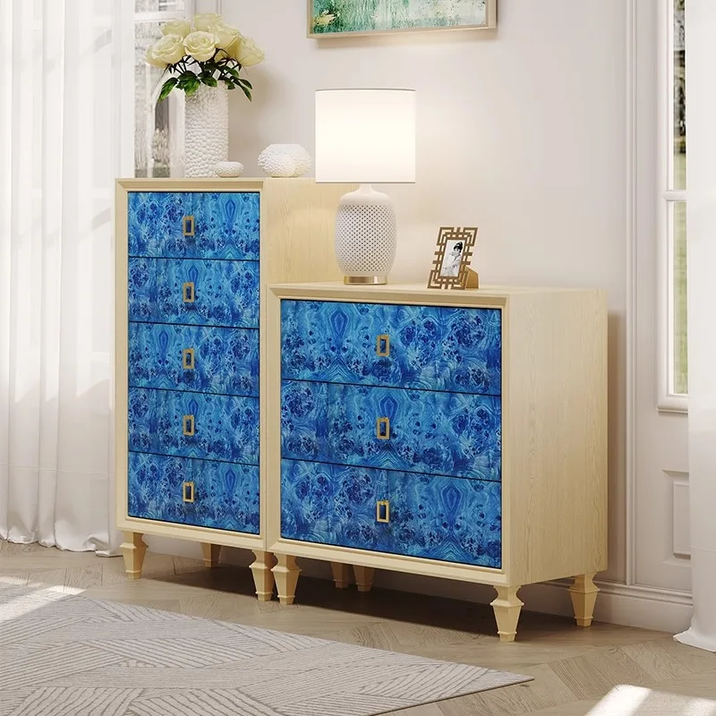 Modern simple wind bucket cabinet blue design tree tumor veneer decorative cabinet new