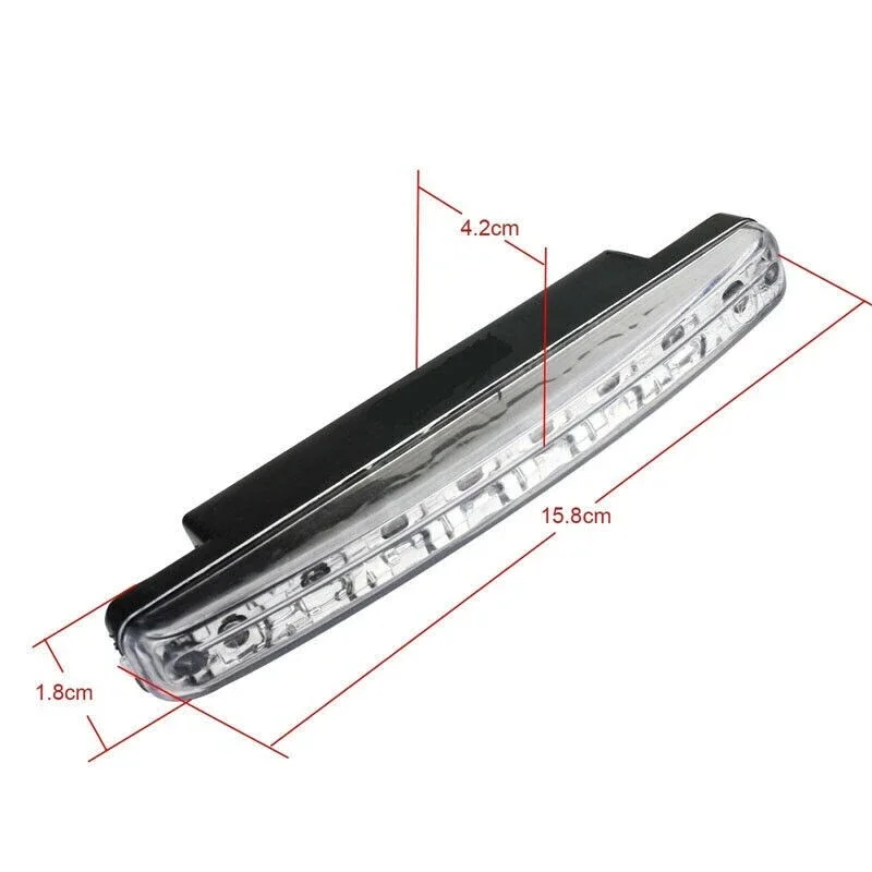 

2 Pcs Universal Super Bright Car Lights Daytime Running Lights Car Driving DRL Fog Lamp Light Super White 12V 8 LED Night Lights