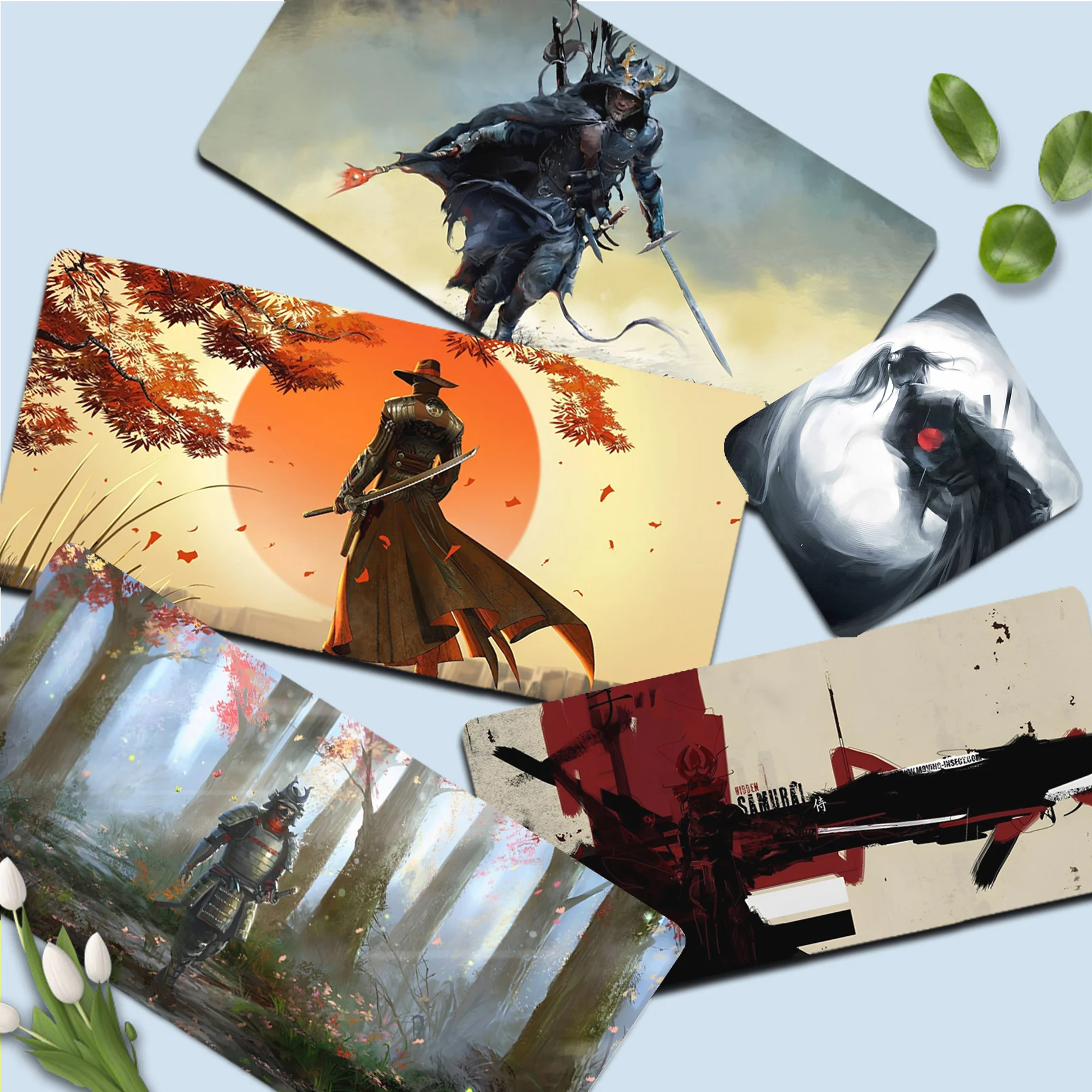 

Landscape ink Painting Japan Samurai Art Mousepad girl pad Mat mousepad Desk Mat Size for large Edge Locking Game Keyboard Pad