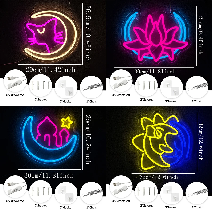 Star And Moon Led Neon Sign Wall Decor, Suitable For Bedroom Bars, Game Rooms, Office Clubs, Man Cave Wall Lamp, Christmas Gifts