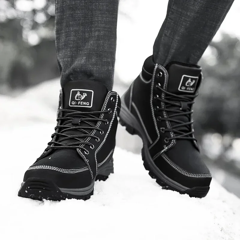 High-Top Men Hiking Boot Winter Outdoor Shoes Lace-Up Non-slip Outdoor Sports Casual Man Trekking Boots Cotton-padded Shoes