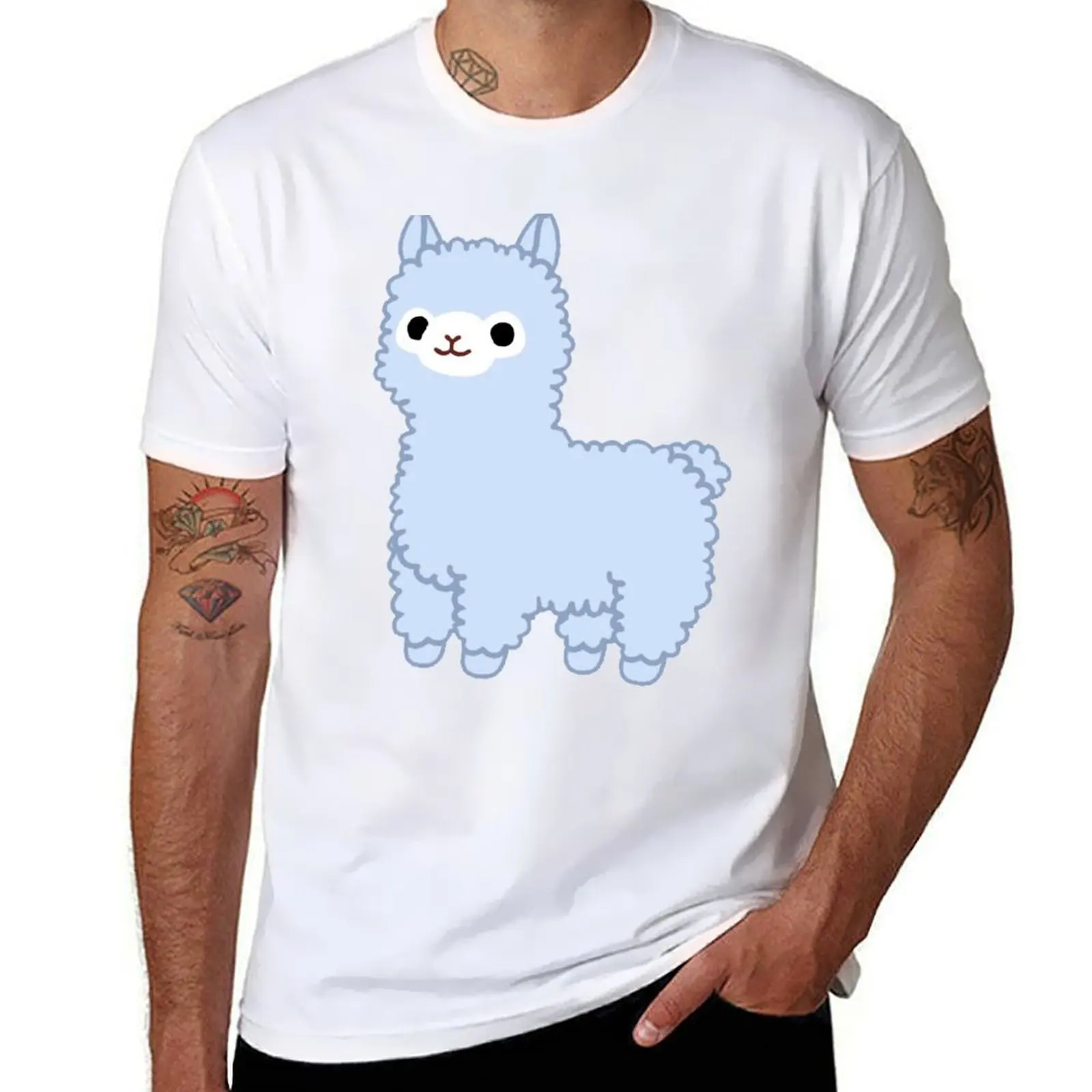 

Blue Alpaca T-Shirt man graphic t shirt cotton t shirts high quality