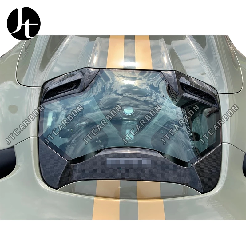 Real Carbon Fiber Rear Glass Engine Hood for Ferrari 488 Spider Trunk Car Glass Bonnet Auto Body Parts for 488 Auto Decoration
