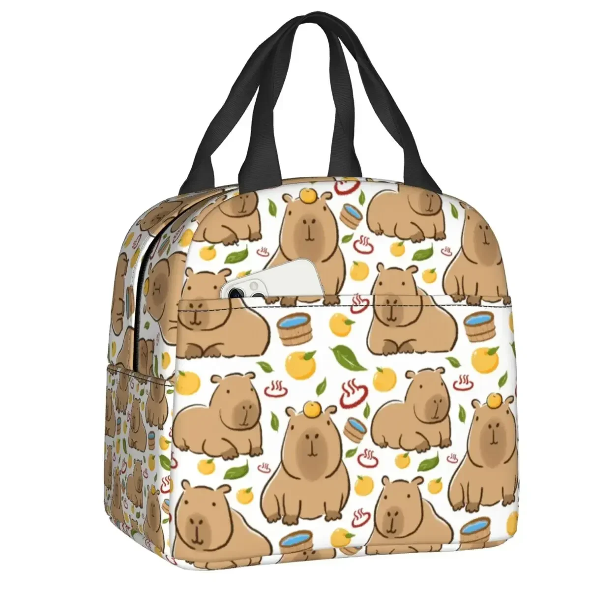 Custom Capybara Thermal Insulated Lunch Bags Women Portable Lunch Container for Outdoor Camping Travel Storage Food Box