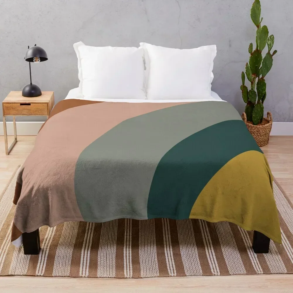 

Sound Waves Minimalist Pattern in Mustard Yellow, Teal, Grey, Blush Pink, and Rust Throw Blanket