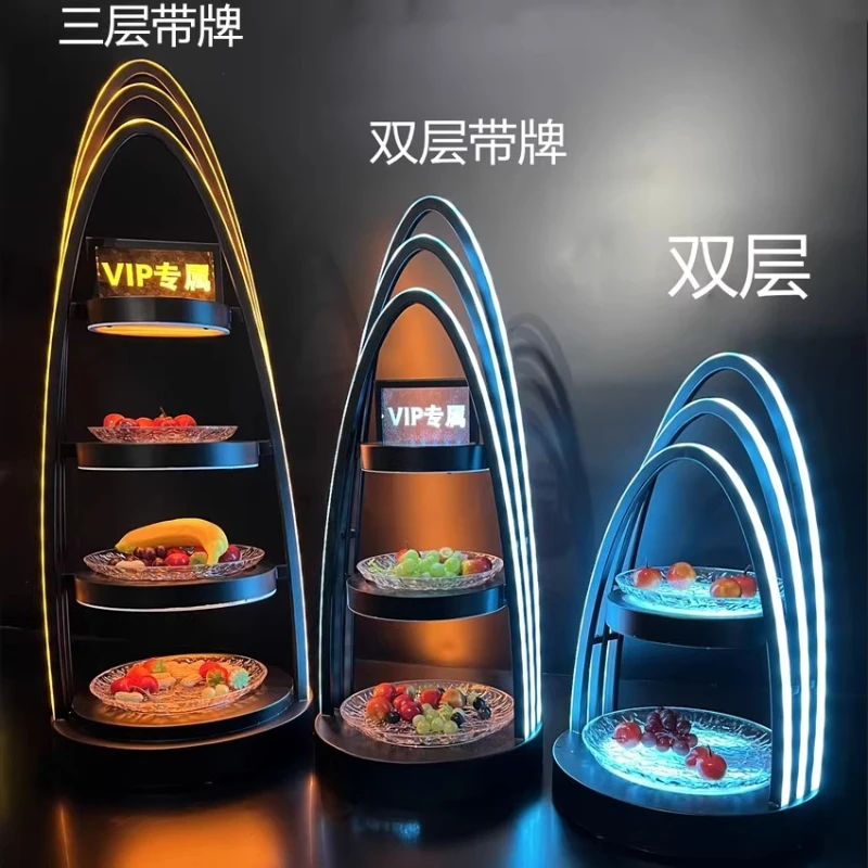 Creative bar charging snack plate led luxury fruit ktv inventory heart dried fruit plate three-layer luminous fruit plate