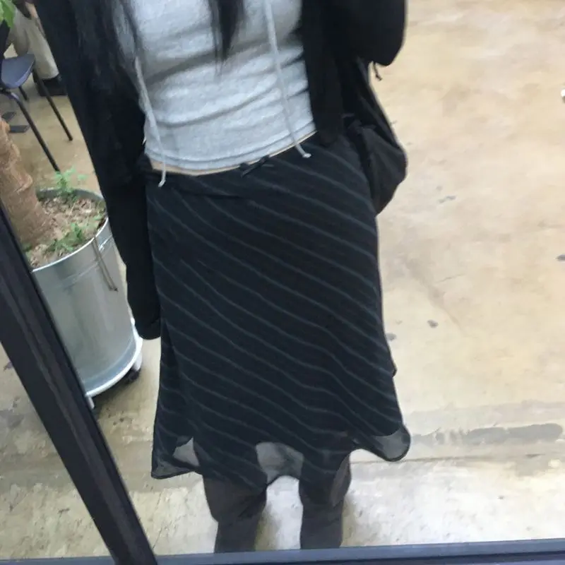 Fairycore Straight Long Skirts High Waist with Bow Design Casual A-Line Skirts for Women Regenerated Cellulose Fiber