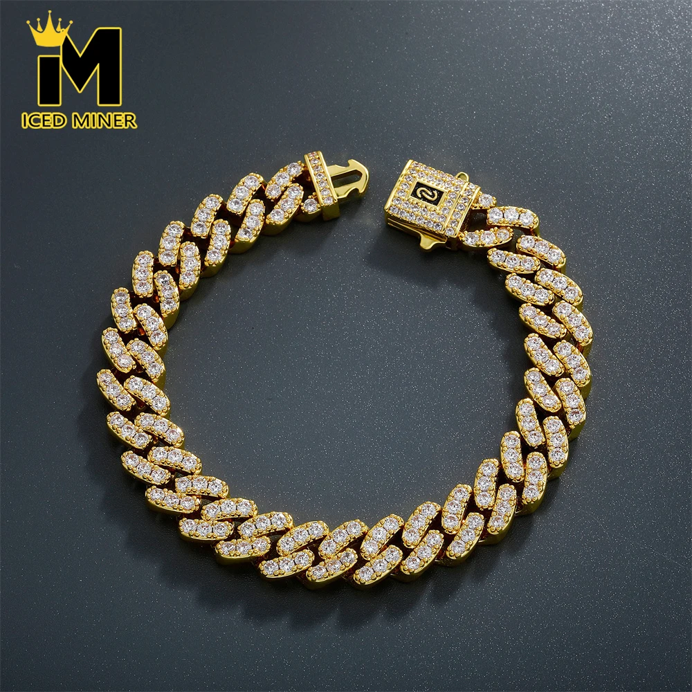 

9mm Icedminer Iced Out Cuban Link Chain Bracelet with Bling Zircon Hand Chain for Men Women Hip Hop Jewelry Free Shipping