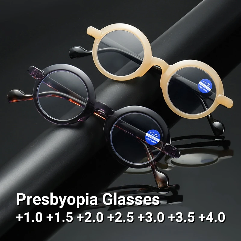 

Fashion High-Definition Round Reading Eyeglasses Blue Light Blocking Presbyopia Hyperopia Glasses Women Men Computer Eyewear