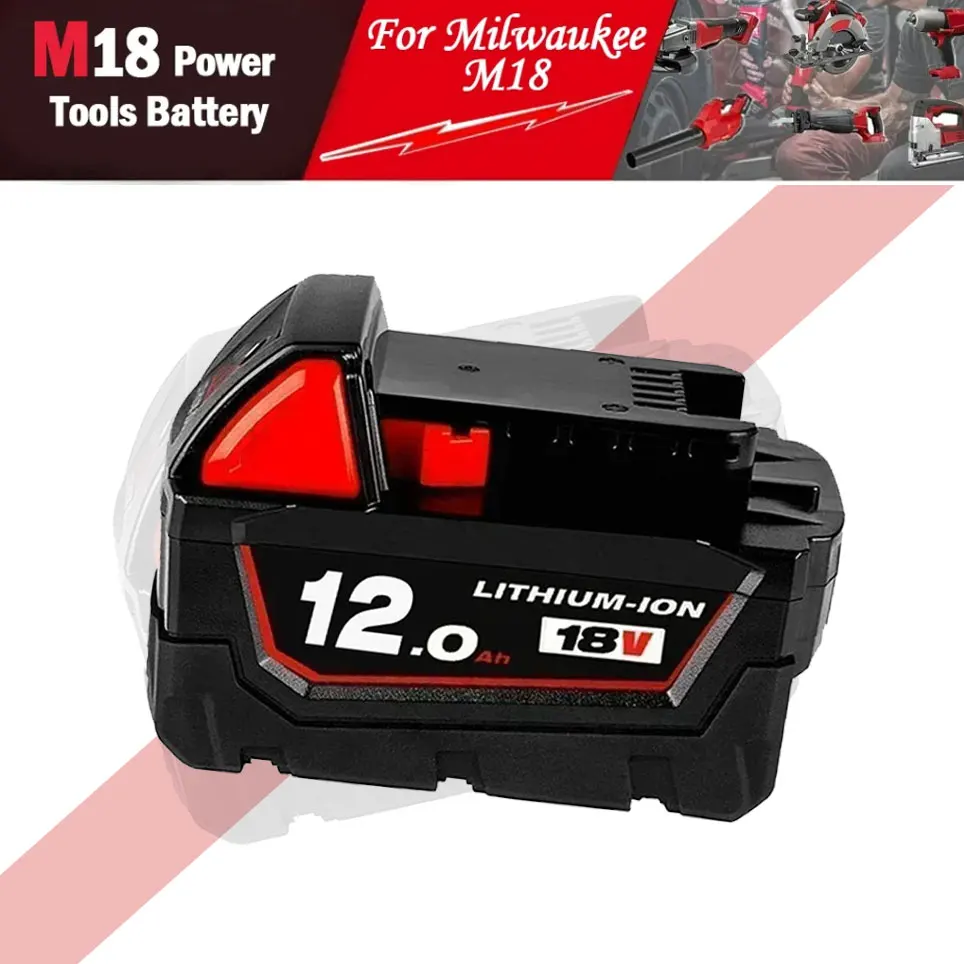 Für Milwaukee M18 Elektrowerkzeug-Akku, Ladegerät, BR, XC, 18V, 12000mAh M18B5, 48-11-1860, eingebauter 21700-Akku
