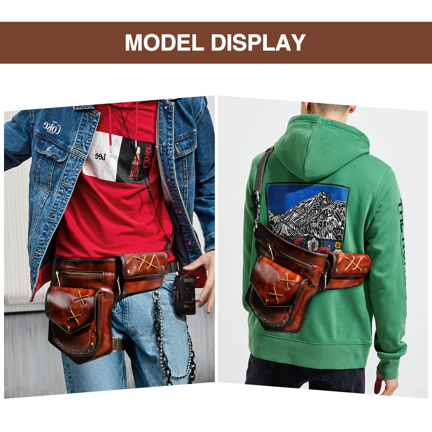 Real Leather Fashion Messenger One Shoulder Bag Design Travel Fanny Waist Belt Pack Drop Thigh Leg Bag For Men Male 211-8r