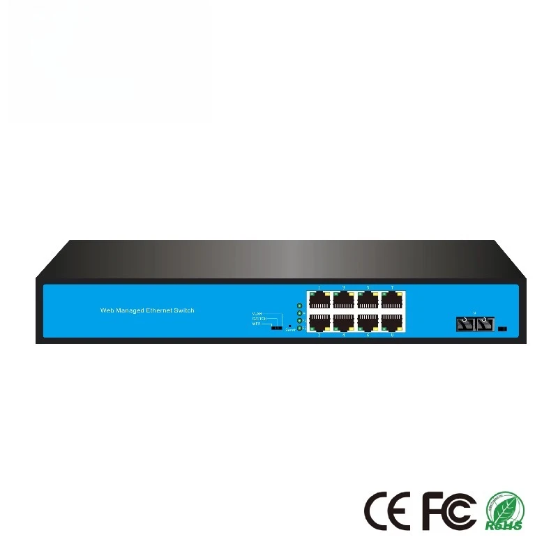 9-Port Multi-Mode Dual Fiber Gigabit Ethernet Management Switch with Web 10/100/1000Mbps SNMP QoS Capabilities