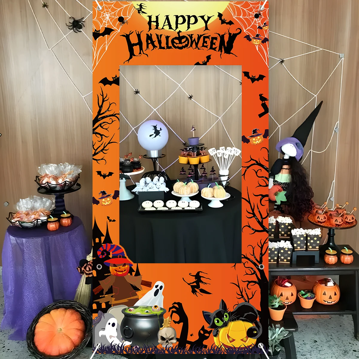 1pc 120x60cm Happy Halloween Kürbis Geist Fledermaus Polyester Rahmen Photo Booth Requisiten für Kinder Erwachsene Halloween party Dekoration