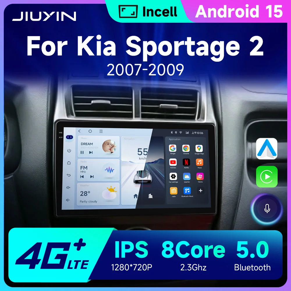 

Android 15 Car Radio for Kia Sportage 2 2007 2008 2009 Multimedia Player 2 Din Carplay Auto Stereo GPS DVD Head Unit 5G WIFI