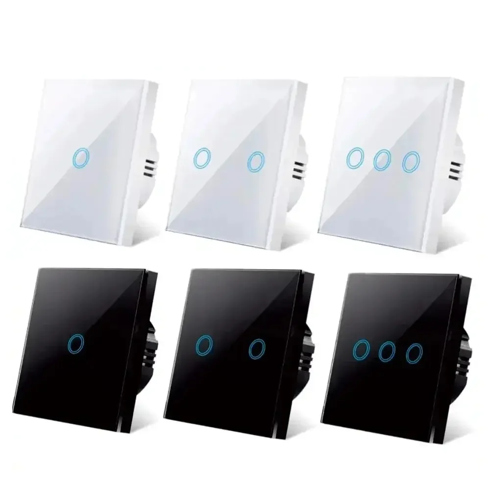 

Touch Switch EU LED Crystal Glass Panel Wall Lamp Light Switch 1/2/3 Gang AC100-240V LED Sensor Switches Interruttore