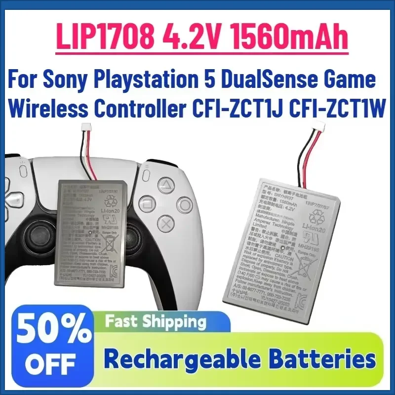 In Stock LIP1708 4.2V 1560mAh Replacement Battery for Sony Playstation 5 DualSense Game Wireless Controller CFI-ZCT1J
