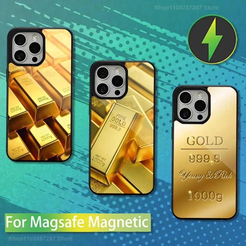 

Gold Art Cool For iPhone 15,Mini,13,Max,11,16,17,14,Plus,12,Pro,For Magsafe,Magnetic Wireless Charging Case