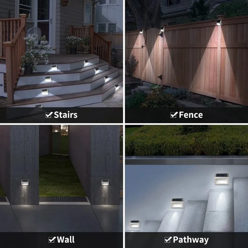 1-10Pack Solar Deck Lights Solar Wall Lights for Outdoor Railings Stair Lights Stainless Steel Step Lights for Garden Walkways - view 5