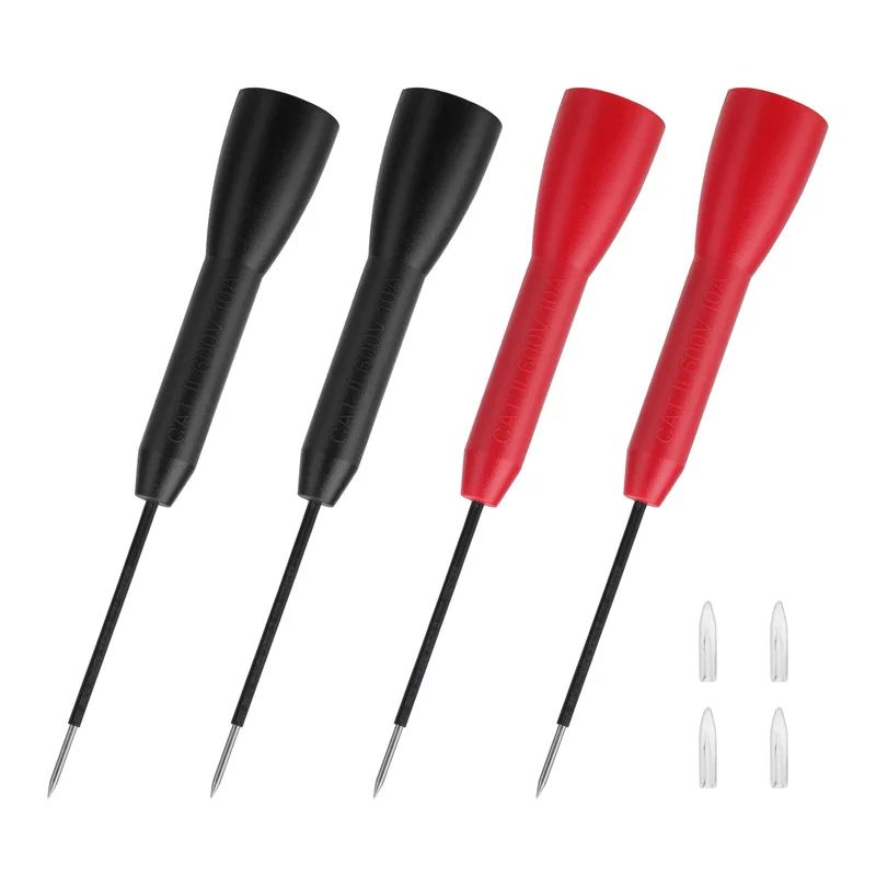 4Pcs 절연 피어싱 니들 핀 비파괴 멀티미터 테스트 프로브 10A 600V 2mm 테스트 리드 멀티미터 테스트 프로브