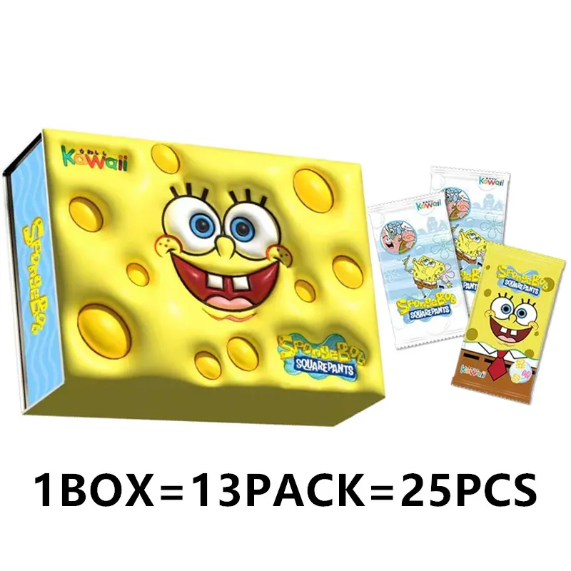 Anime Sponge Bob Card Box SP PR TR Square Pants Patrick Star Squidward Tentacles Captain Eugene Rare Embroidery Collection Gifts