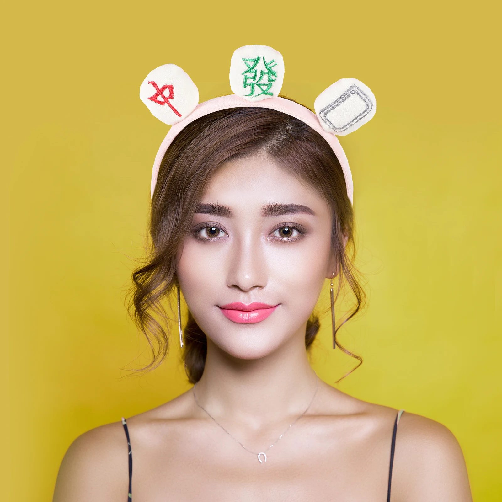 

2pcs Mahjong Design Hair Headband Face Washing Spa Makeup Headbands for Girls Creative Fashion Tidy Hairstyle Accessories