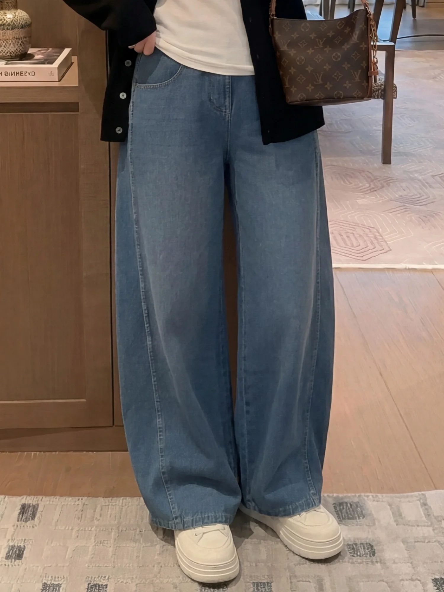 

High Waist Wide Leg Jeans plus Size Women's Fashion Spring New Style Comfortable Cotton Commute Friendly Straight Cut