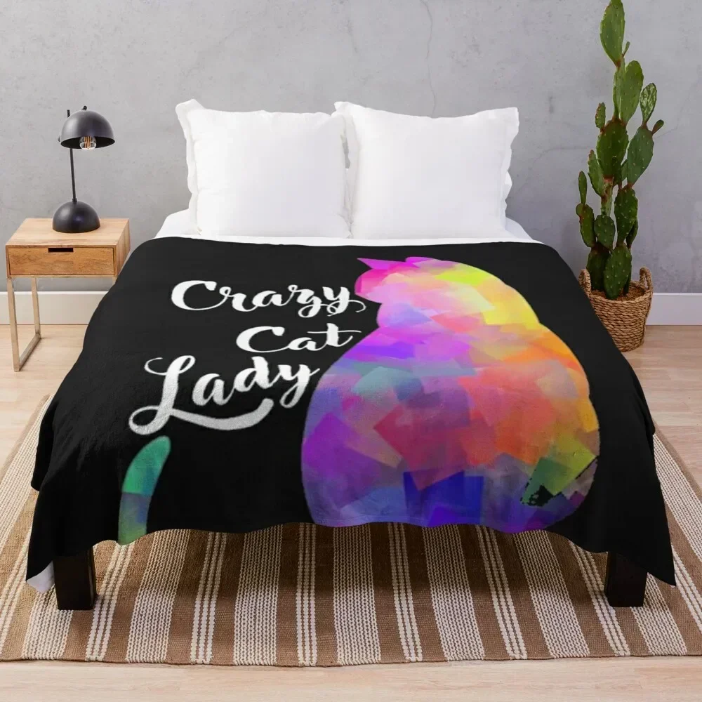 Crazy Cat Lady Throw Blanket Cozy Microfiber Throw Blanket for Home Bedroom