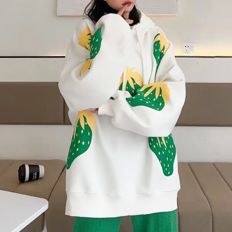 Lange mouw bedrukte vrouwelijke capuchon top jaren 90 vintage hoge kwaliteit Koreaanse kleding jaren 2000 casual Kpop Emo dames hoodies sweatshirts